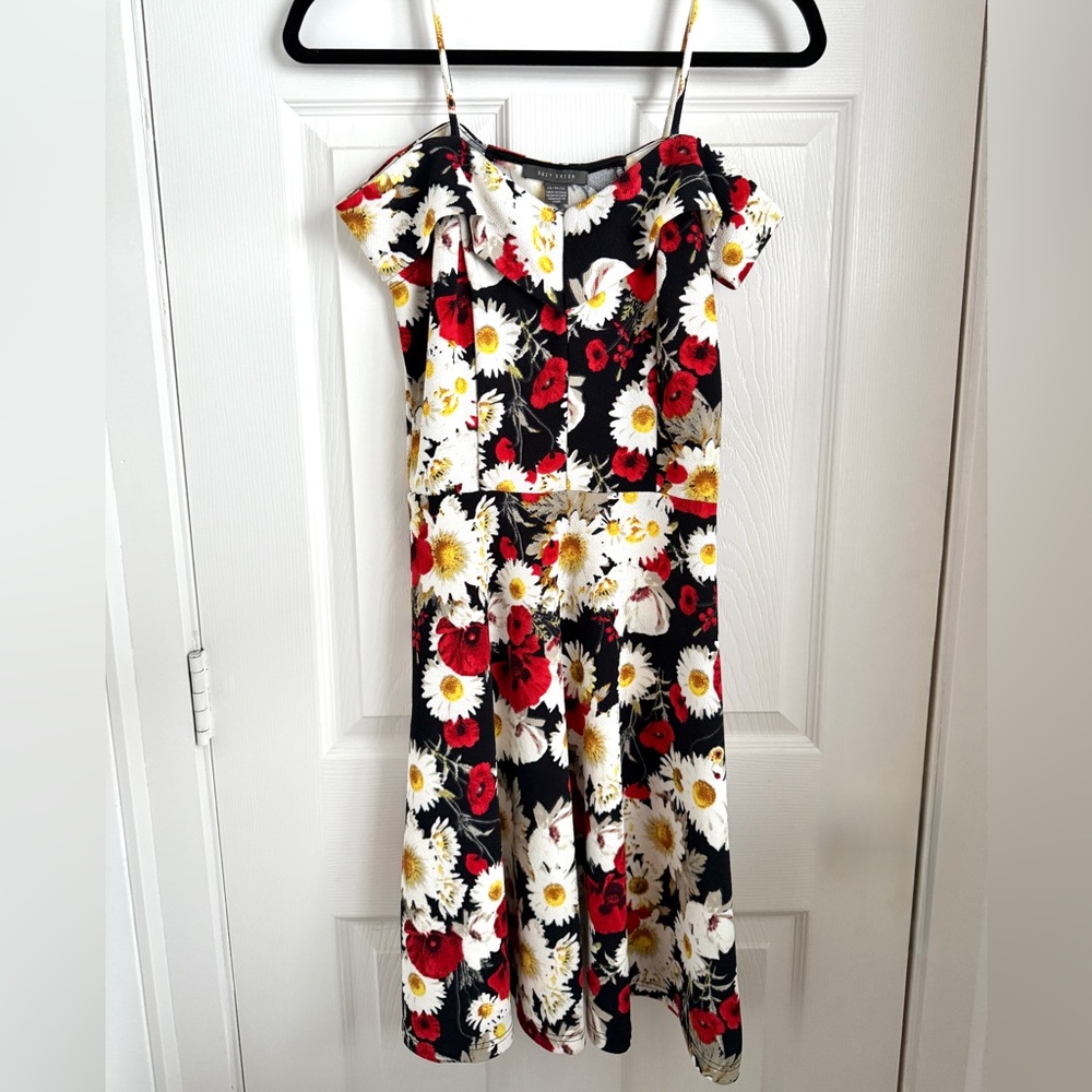 Never worn: Daisy and poppy floral print sleeveless fit and flare dress